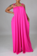 Rose Red Casual Solid Patchwork Spaghetti Strap Straight Jumpsuits