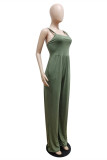 Light Blue Sexy Casual Solid Backless Spaghetti Strap Regular Jumpsuits