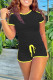 Black Fashion Casual Solid Patchwork O Neck Short Sleeve Two Pieces