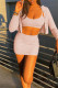 Pink Sexy Casual Solid Cardigan Vests O Neck Long Sleeve Three-piece Set