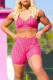 Pink Sexy Casual Print Backless Spaghetti Strap Sleeveless Two Pieces