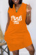 Orange Fashion Casual Letter Print Pocket V Neck Sleeveless Dress Dresses