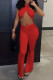 Red Fashion Sexy Solid Backless Halter Sleeveless Two Pieces