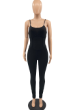 Rose Red Sexy Solid Patchwork Spaghetti Strap Skinny Jumpsuits