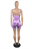 Rose Red Fashion Sexy Letter Print Ripped Backless Spaghetti Strap Skinny Romper