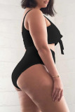 Pink Casual Solid Frenulum Fold Swimwears