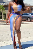 Multicolor Sexy Print Patchwork Asymmetrical Swimwears