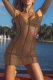 Khaki Sexy Solid Mesh O Neck Pencil Skirt Dresses