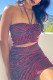 Red Sexy Print Patchwork Strapless Sleeveless Two Pieces