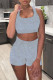 Grey Casual Sportswear Solid Vests U Neck Sleeveless Two Pieces