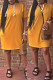 Yellow Fashion Casual Solid Basic Hooded Collar Short Sleeve Dress