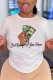 White Fashion Casual Print Basic O Neck T-Shirts