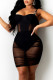 Black Sexy Solid Split Joint See-through Fold Spaghetti Strap Pencil Skirt Dresses