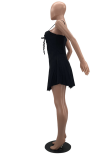 Deep Blue Sexy Solid Patchwork Spaghetti Strap Cake Skirt Dresses