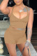 Khaki Sexy Casual Solid Backless Spaghetti Strap Sleeveless Two Pieces