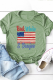 Olive Green Casual Print Patchwork O Neck T-Shirts