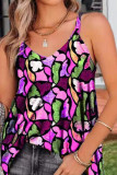 Yellow Casual Print Patchwork V Neck Tops