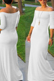 Red Elegant Solid Patchwork Off the Shoulder Straight Dresses