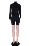 Grey Fashion Casual Solid Slit Hooded Collar Long Sleeve Two Pieces