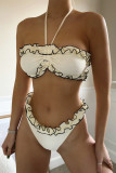 Milky Fashion Sexy Solid Backless Flounce Swimwears