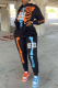 Black Casual Print Patchwork Hooded Collar Long Sleeve Two Pieces