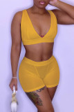 Red Sexy Casual Solid Basic V Neck Sleeveless Two Pieces