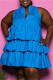 Blue Fashion Casual Plus Size Solid Split Joint Sleeveless Dress
