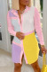 Pink Fashion Casual Patchwork Basic Turndown Collar Shirt Dress