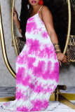 Multicolor Sexy Print Patchwork Spaghetti Strap Straight Dresses