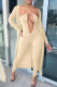 Apricot Fashion Sexy Solid Cardigan V Neck Long Sleeve Two Pieces