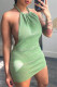 Green Fashion Sexy Solid Backless O Neck Sleeveless Dress