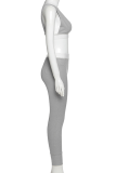 Pink Sportswear Solid Patchwork V Neck Sleeveless Two Pieces