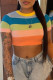 Multicolor Fashion Casual Patchwork Patchwork O Neck T-Shirts
