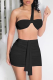 Black Sexy Solid Patchwork Strapless Sleeveless Two Pieces
