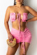 Pink Fashion Sexy Solid Patchwork Backless Swimwears