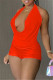 Orange Fashion Sexy Solid Backless Halter Sleeveless Two Pieces