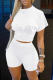 White Casual Solid Patchwork O Neck Short Sleeve Two Pieces