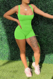 Grey Sexy Solid Hollowed Out Square Collar Skinny Rompers