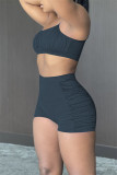 Red Sexy Casual Solid Backless Spaghetti Strap Sleeveless Two Pieces