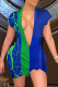 Blue Sexy Casual Print Basic V Neck Short Sleeve Dress
