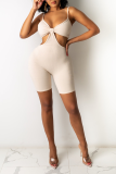 Red Sexy Solid Patchwork Spaghetti Strap Skinny Rompers