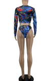 Multicolor Sexy Print Patchwork Swimwears