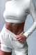 White Sexy Solid Patchwork Frenulum Backless O Neck Long Sleeve Two Pieces