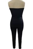 Pink Casual Solid Patchwork Strapless Sleeveless Two Pieces