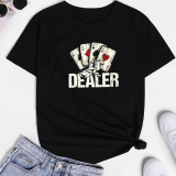 Black Casual Print Patchwork O Neck T-Shirts