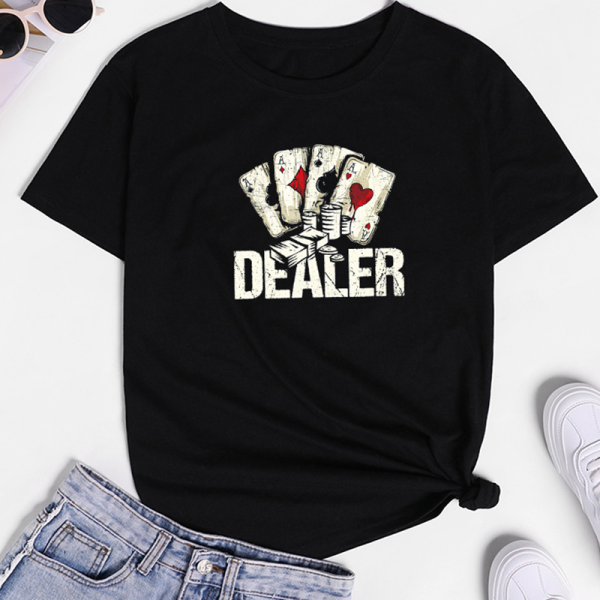 Black Casual Print Patchwork O Neck T-Shirts