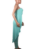 Pink Fashion Sexy Solid Backless Asymmetrical Strapless Sleeveless Two Pieces