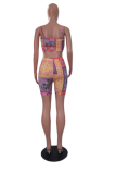 Red Sexy Print Patchwork Spaghetti Strap Sleeveless Two Pieces