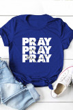 Blue Fashion Casual Letter Print Basic O Neck T-Shirts