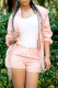 Light Pink Fashion Casual Solid Basic Hooded Collar Long Sleeve Two Pieces